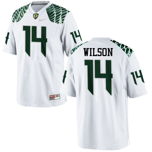 Men #14 Terry Wilson Oregon Ducks College Football Jerseys-White - Click Image to Close